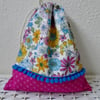 Floral Cotton Drawstring Bag 