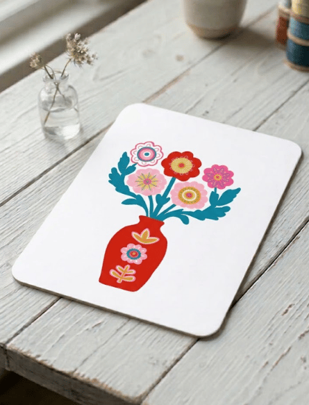 Folk Floral Vase Illustrated Postcard - Note Cards – A6 Botanical Art Card