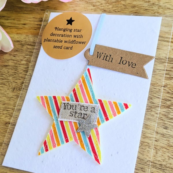 You're a Star Hanging Star Decoration with Plantable Wildflower Seed Card