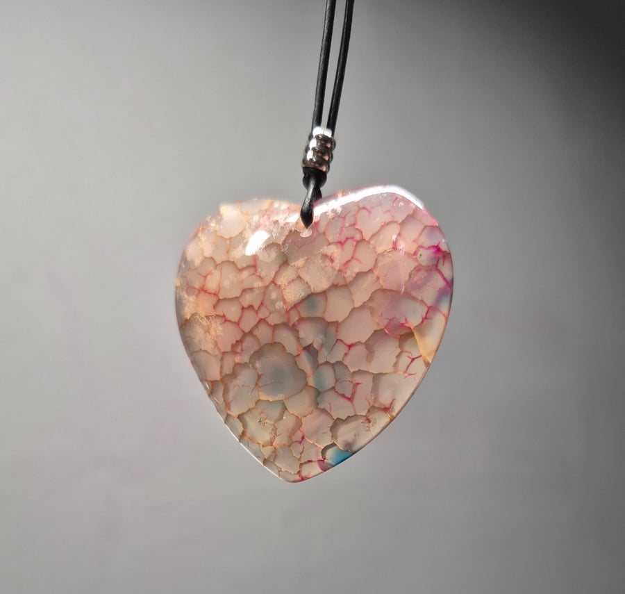 Red Vein Dragon Stone Heart Pendant