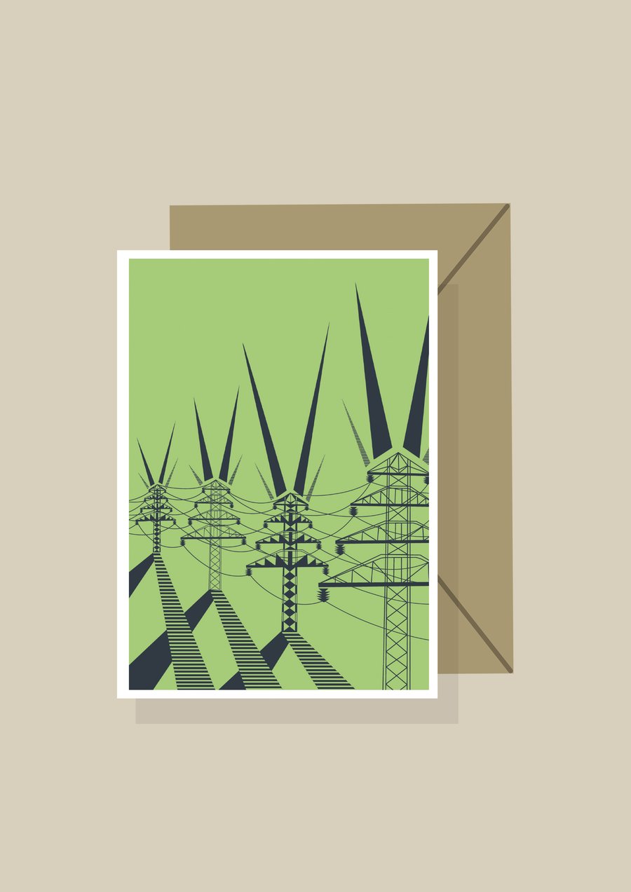 Educational Greetings Card  - 'Green Pylons'