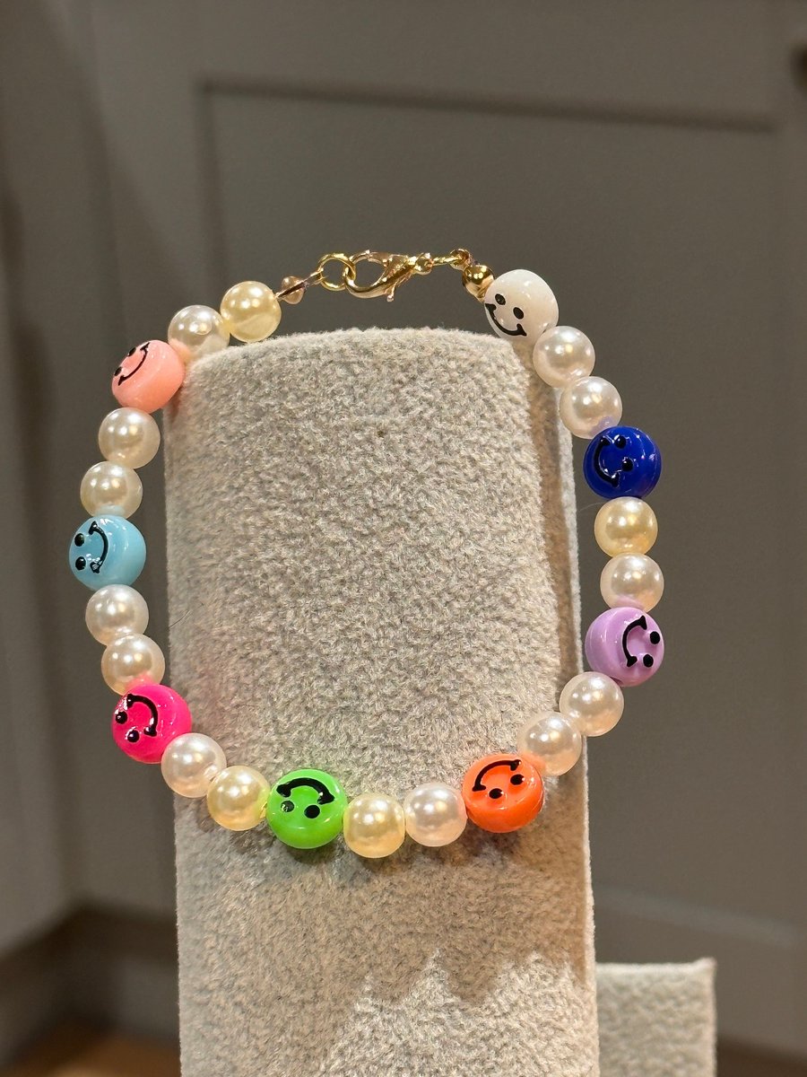 Unique Handmade bracelet with charms - smiley
