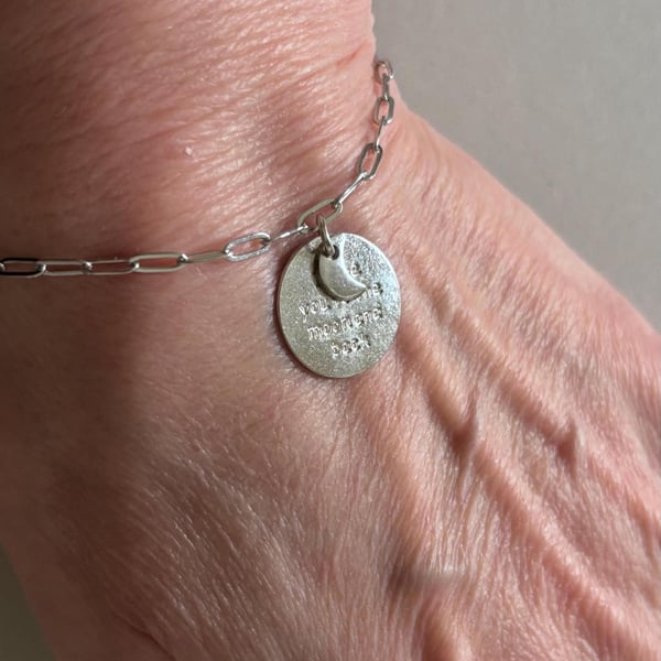 Love You to the Moon and Back Stainless Steel Charm Bracelet