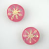 Fused Dichroic Flower Pink Stud Earrings