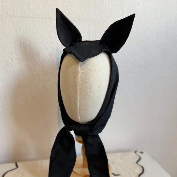 Bat Ear Bonnet in Black