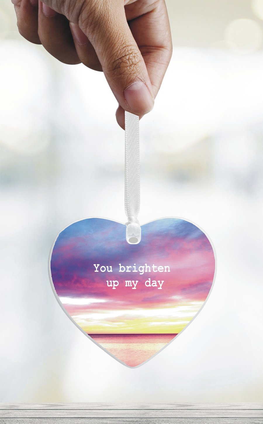 You Brighten Up My Day Ceramic Heart Keepsake - Ideal Friend or Colleague Gift