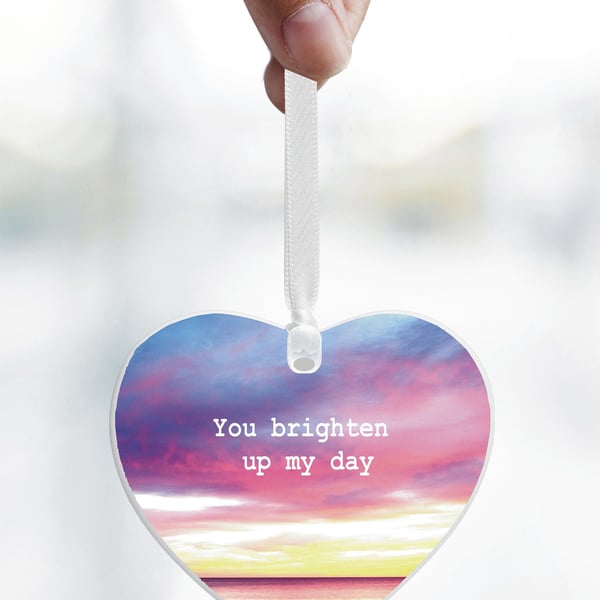 You Brighten Up My Day Ceramic Heart Keepsake - Ideal Friend or Colleague Gift