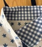 Long handle tote bag, shopping bag, starfish print lined with blue gingham - Image 4