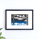 Handprinted ECO Linoprint Hammock Linocut Wall Art Camping Adventure Outdoors