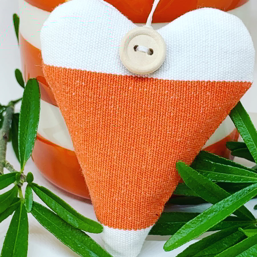 LAVENDER HEART - orange and white stripes