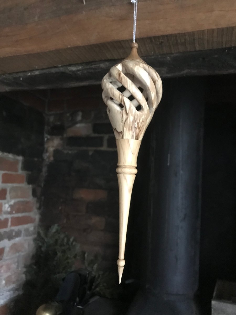 3 wood pierced hollow form decoration