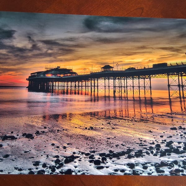 SEASIDE,SUNSET AND PIER PHOTOGRAPH 16x12