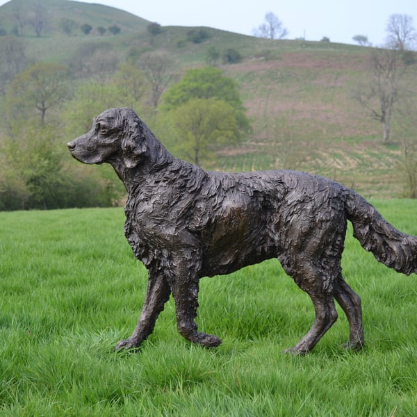 Walking English Setter Dog Statue Large Bronze Resin Garden Sculpture