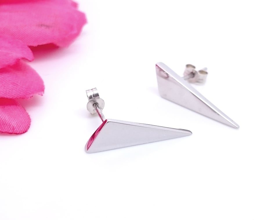 Sterling Silver Triangular Earrings