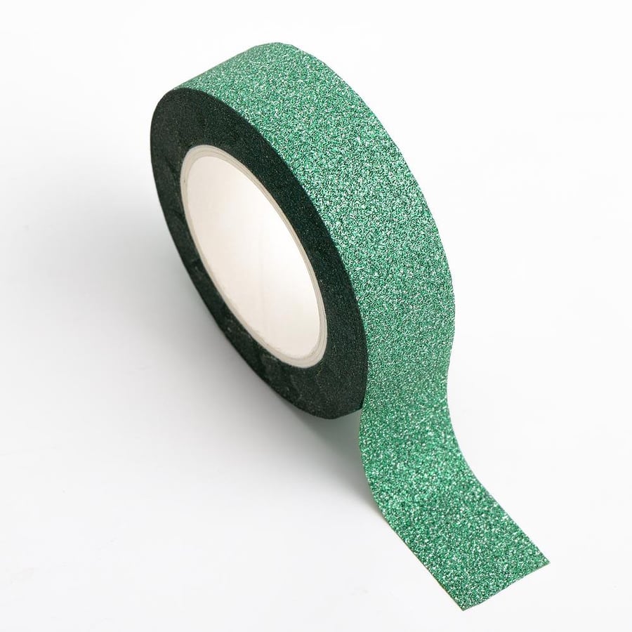 Green Glitter Adhesive Washi Tape 15mm x 10m