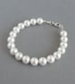 Single Strand White Glass Pearl Bracelet - Simple Wedding Jewellery - Gifts - Image 4