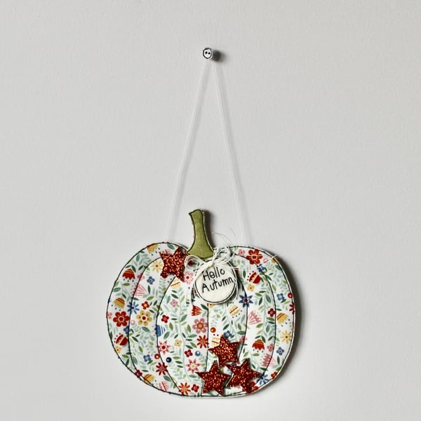 'Hello Autumn' Pumpkin with Stars Four - Hanging Decoration