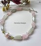 Rose Quartz, Aventurine, Peridot & Cream Freshwater Culture Pearl Bracelet  - Image 2