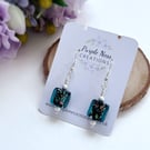 Teal Dichoric Glass Beaded Earrings