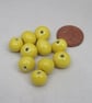 10 Small Lemon Yellow Glazed Clay Beads - Image 6