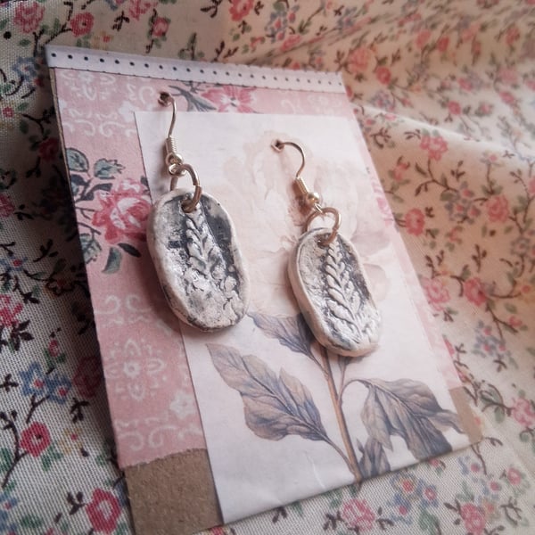 ceramic earrings handmade- reduced- sterling silver fittings no c11