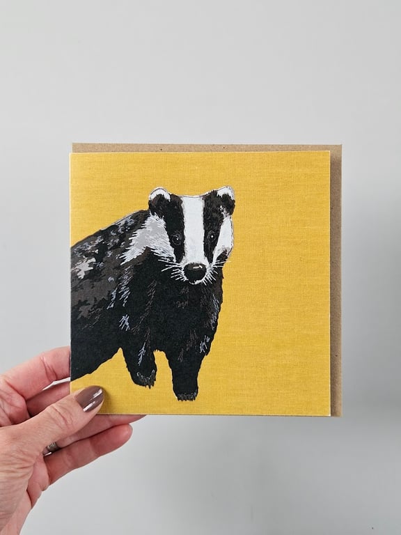 Badger greetings card, blank card, Wildlife