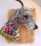 Needle Felted Bedlington Lurcher Brooch