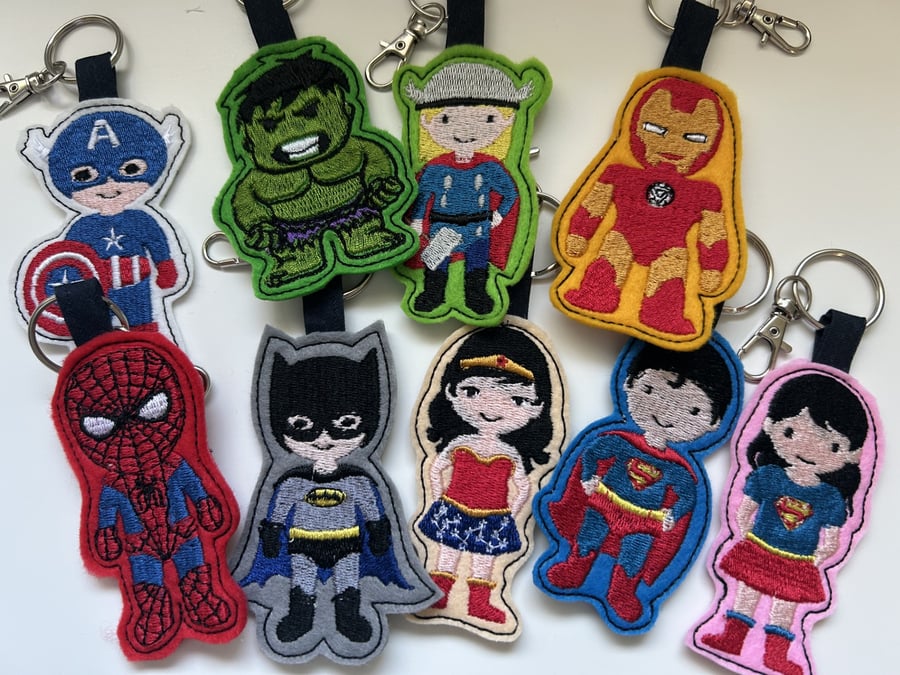 Super Hero Key Rings Key Chains Bag Charms Party Bag Favours