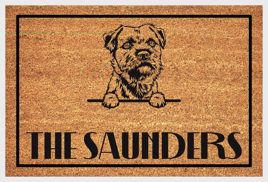 Border Terrier Door Mat - Personalised Border Terrier Welcome Mat - 3 Sizes