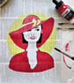 Lady In Red original painting on book page. Shimmering gold paint.s - Image 3
