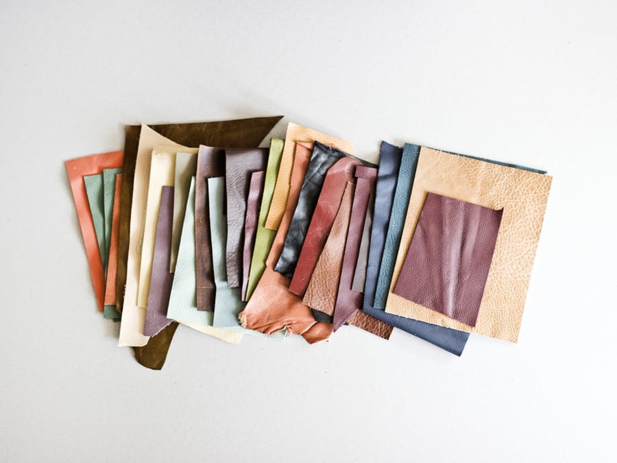Scrap Leather Pieces - Mixed Colours - BUMPER bag - 460 grams - 1 lb - off cuts