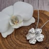 Real Primrose flower preserved in silver, pendant necklace