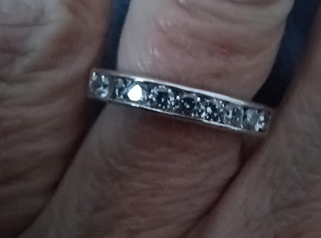 Cubic zirconia silver channel set ring