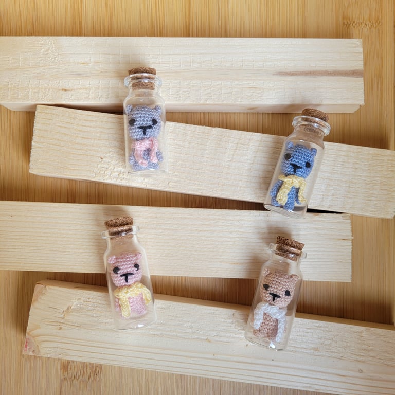 Whimsy Bear in a Bottle – Miniature Crochet Keepsake