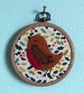 Christmas Robin Decoration, Tree decoration, Hoop Art, Embroidered Decoration - Image 2