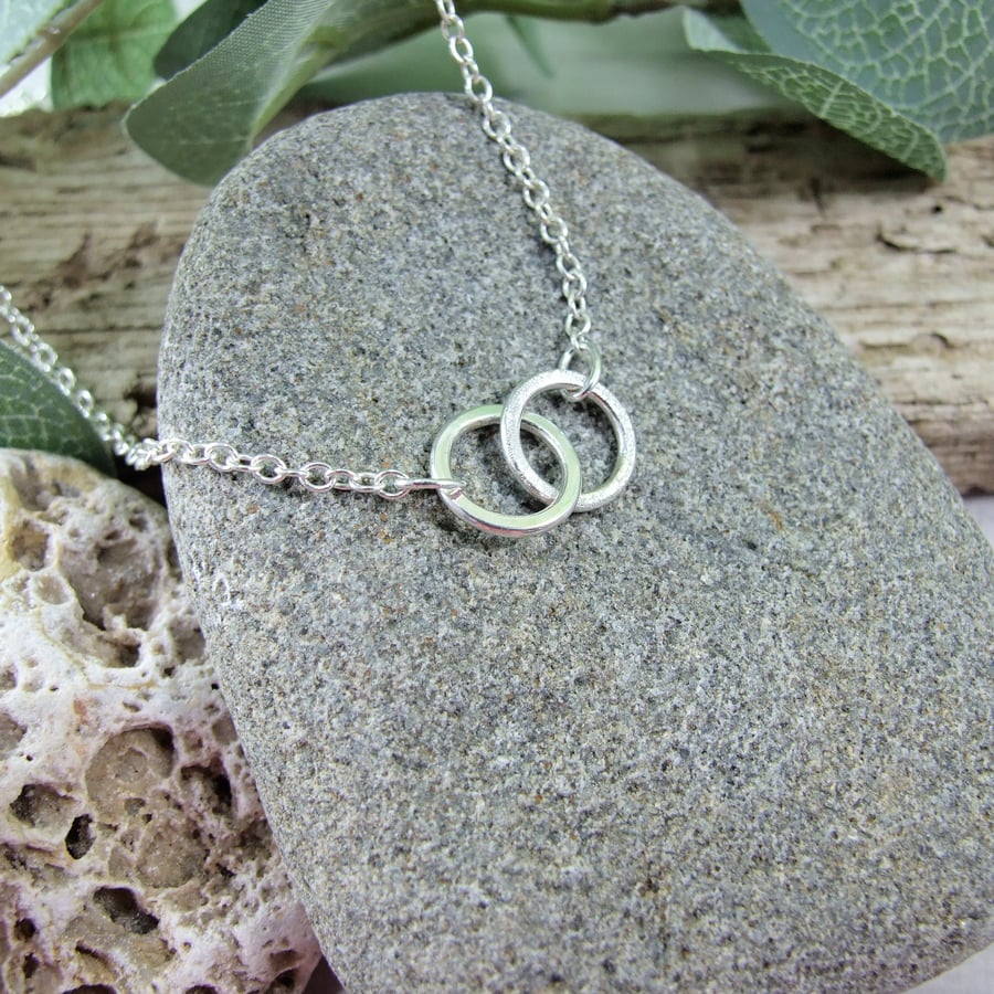 Interlocked Circles Necklace, Sterling Silver 