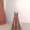 Cat conical quirky ceramic figurine, Quirky Cat ornament, pottery Cat ornament.