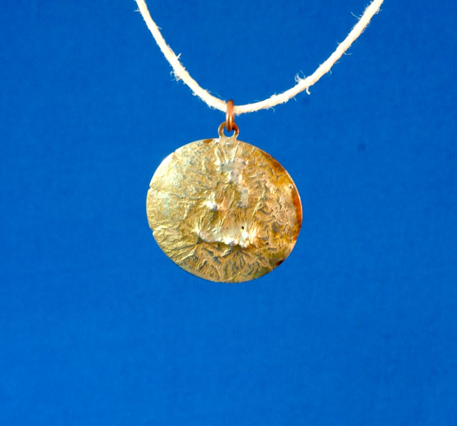 Clouds, Copper and Silver, Circular Pendant