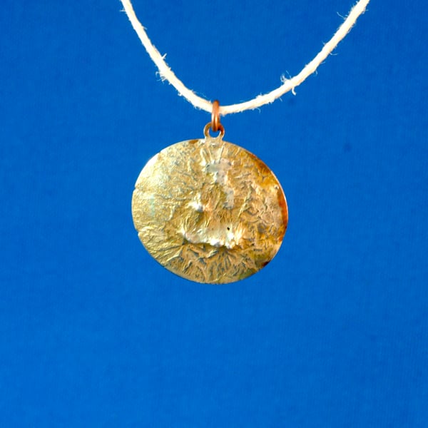 Clouds, Copper and Silver, Circular Pendant
