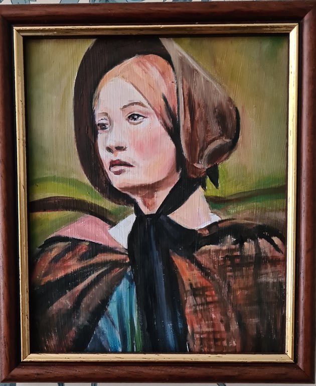 Small original portrait oil painting of Jane Eyre
