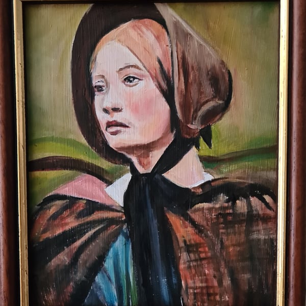 Small original portrait oil painting of Jane Eyre