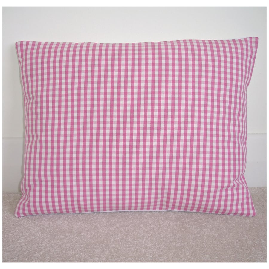 Pink Gingham Cushion Cover 16"x12" Check Oblong Bolster Case 12x16