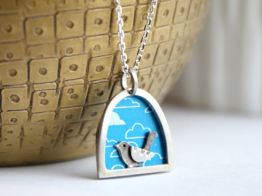 Tweet necklace blue cloud
