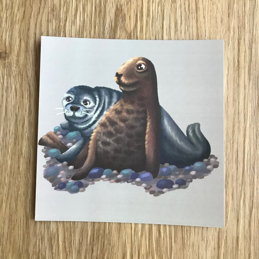Seals Square Post Card Print