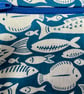 Small zipped purse - white fish on mid blue - Image 3