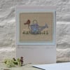 The Old Watering Can, a hand-stitched card with lots of detail, a card to keep!