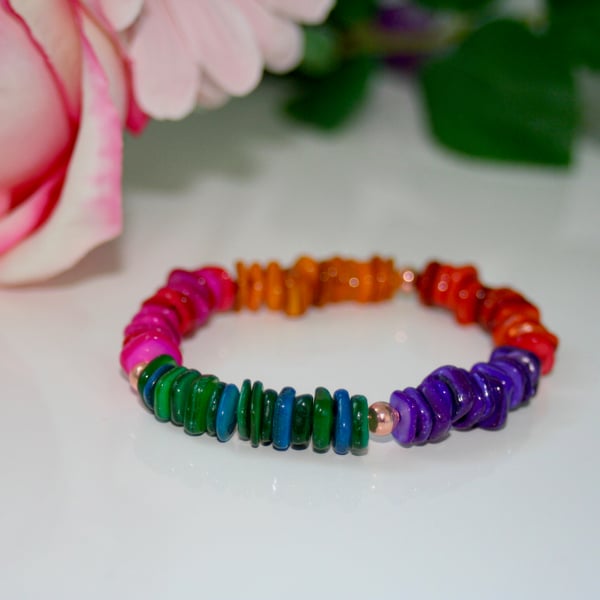 Rainbow shell bracelet