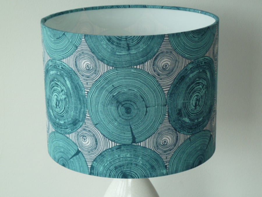 Turquoise Teal Tree Ring Bling Drum Lampshade 25 to 40cm