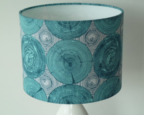 Turquoise Teal Tree Ring Bling Drum Lampshade 25 to 40cm