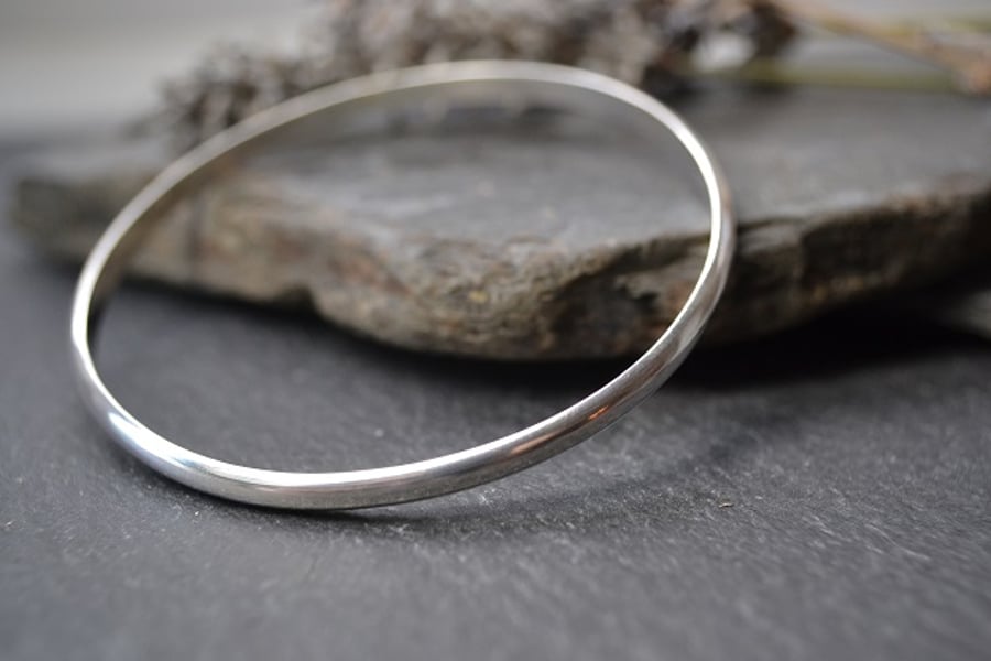 Sterling silver chunky bangle